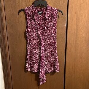 DKNY Textured Pink Sleeveless Blouse